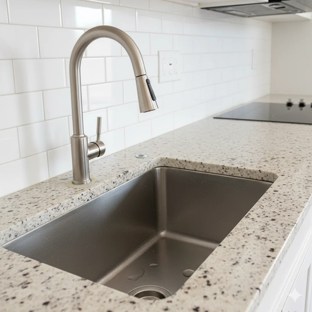 Sink and cooking area with Dallas White granite