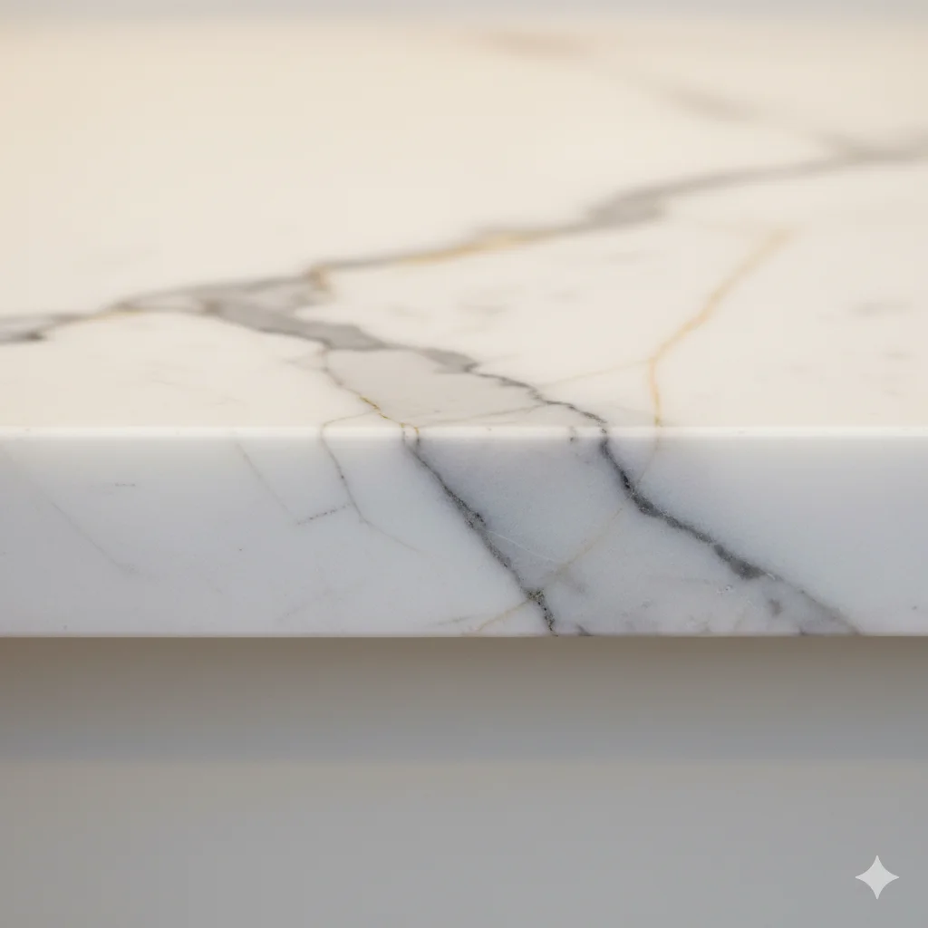 Detailed view of Calacatta Gold Marble veining