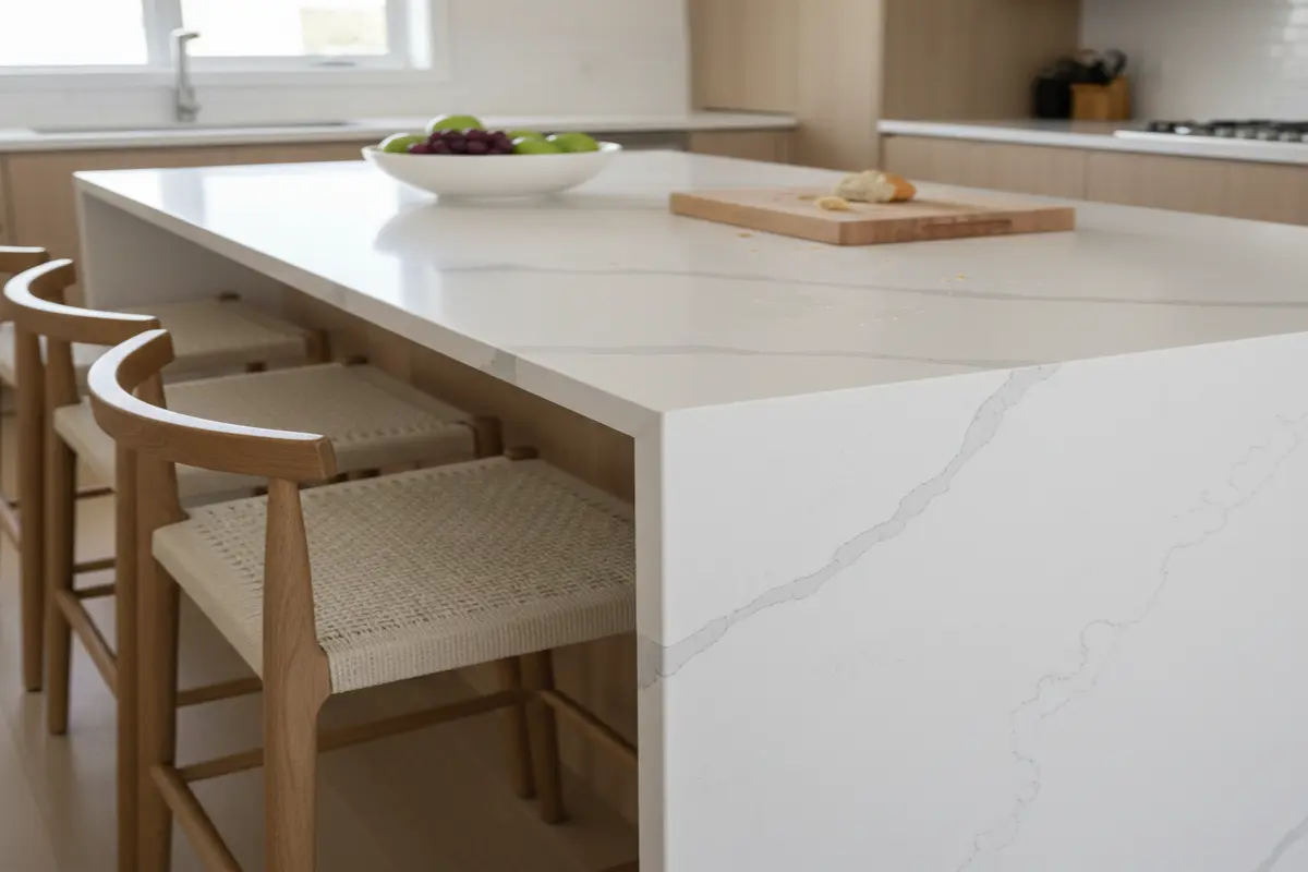 Florida kitchen with white quartz and cabinet