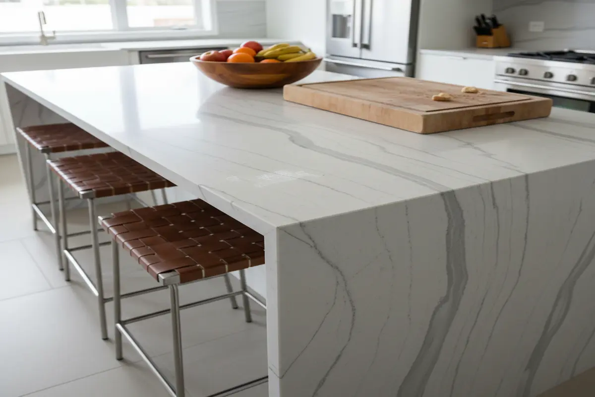 Quartzite island with waterfall edge