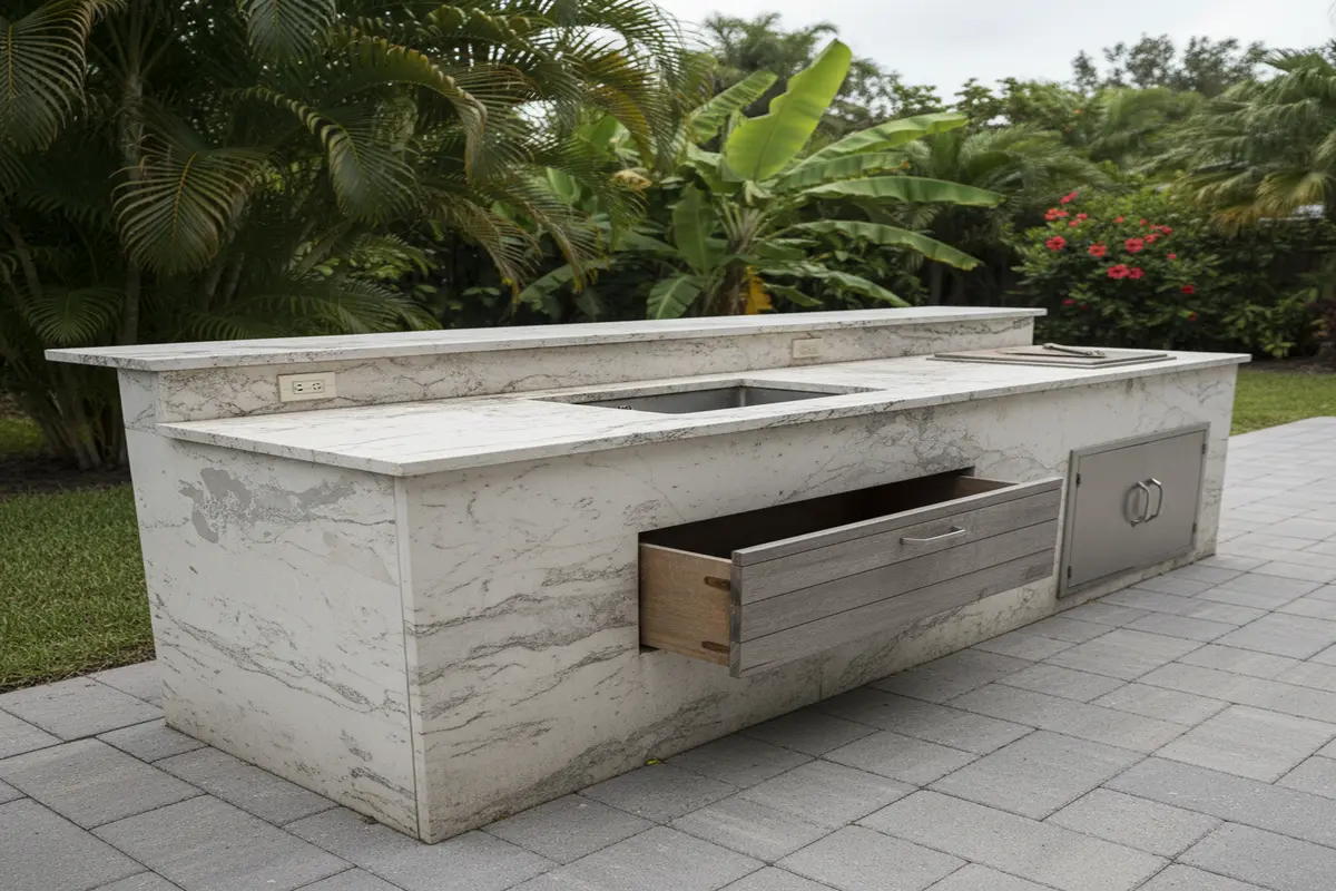 Quartzite outdoor BBQ setup in Florida