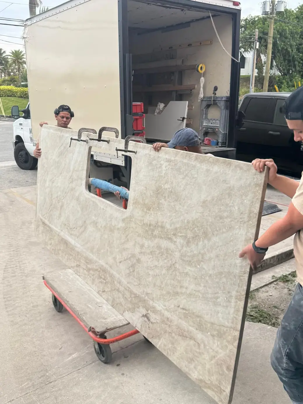 Beige granite countertop installation in Lake Worth