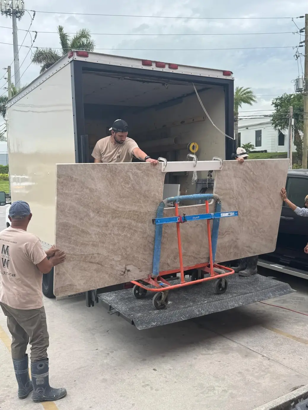 Brown marble countertop delivery in Lake Worth