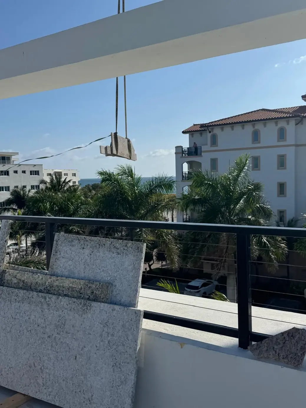 White granite slabs at Marcos Stone Works Lake Worth